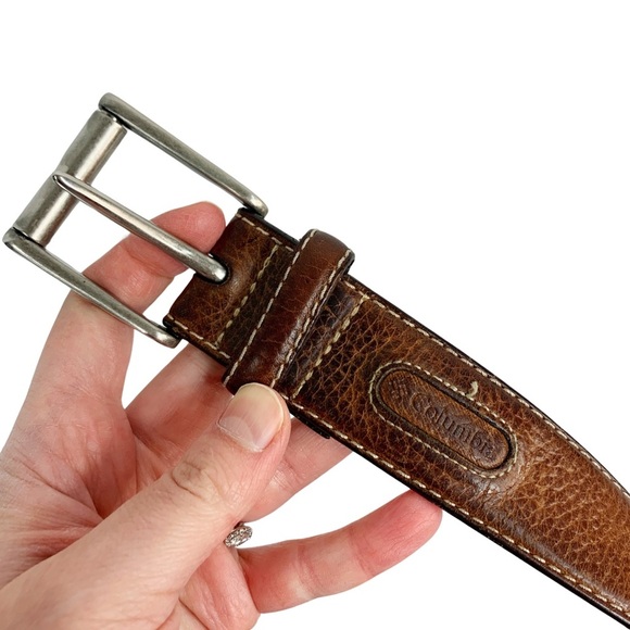 Columbia Sportswear Brown Pebbled Leather Work Workwear Career Buckle Belt - Picture 5 of 8